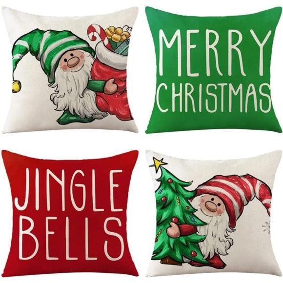 4 Pcs Christmas Pillow Covers | Christmas Decorations 18x18 Inch - Picture 5 of 7